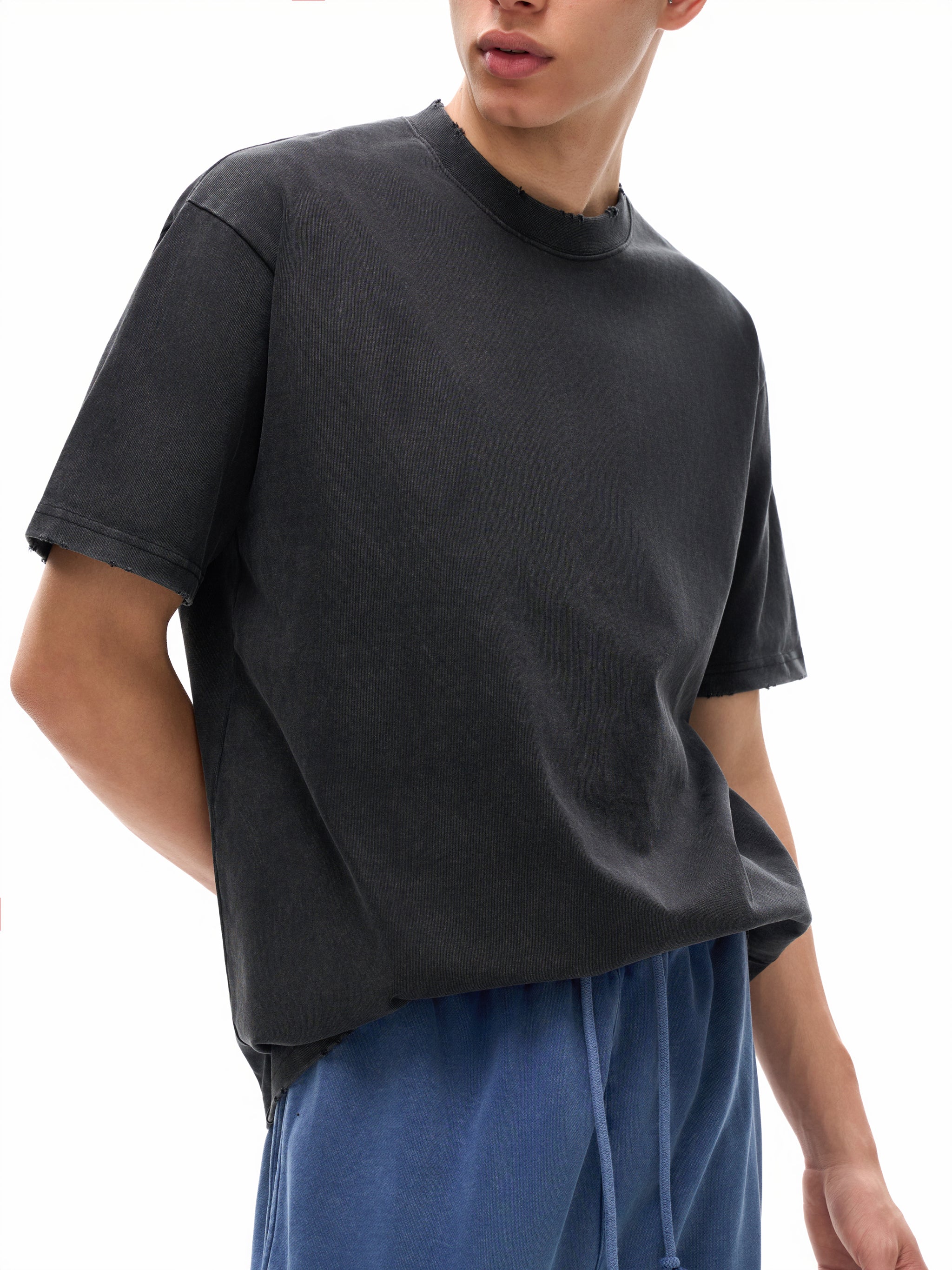 Heavyweight Vintage Washed Hand Frayed T-Shirt